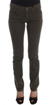 Chic Slim Fit Green Cotton Jeans