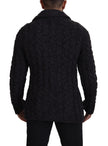 Black Wool Knit Double Breasted Coat Jacket