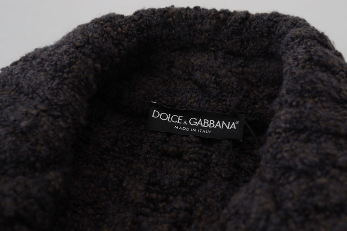 Black Wool Knit Double Breasted Coat Jacket
