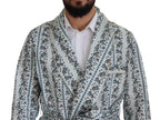 Blue Floral Cotton Robe Coat Jacket
