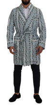 Blue Floral Cotton Robe Coat Jacket