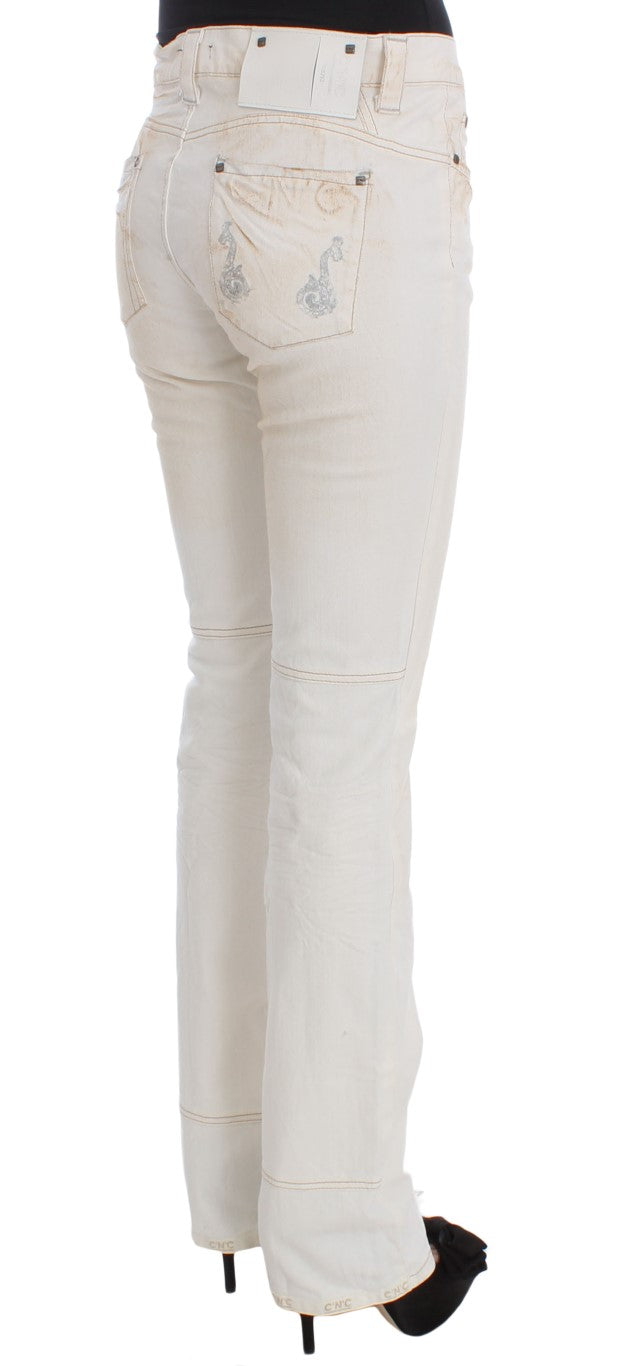 Chic White Slim Fit Designer Jeans