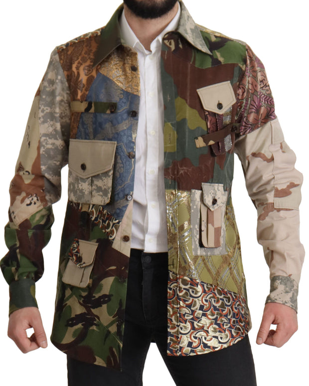 Multicolor Button Down Patchwork Shirt
