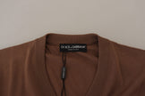 Brown Wool Men V-neck Pullover Sweater