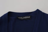 Blue Wool V-neck Button Down Cardigan Sweater