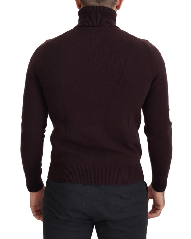 Brown Wool Turtle Neck Pullover Sweater