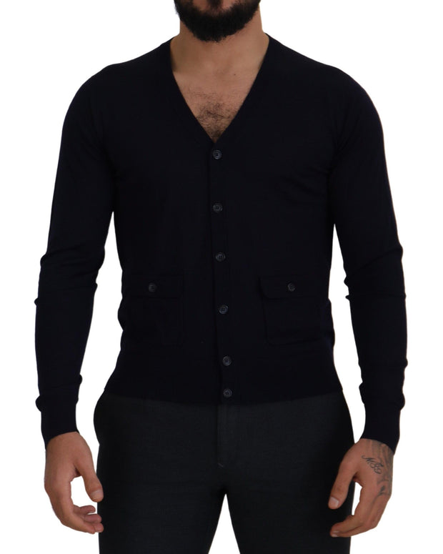 Blue Wool STAFF Down Cardigan Sweater