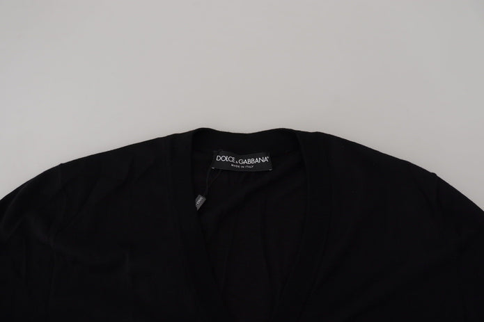 Black Wool Button Down Cardigan Sweater
