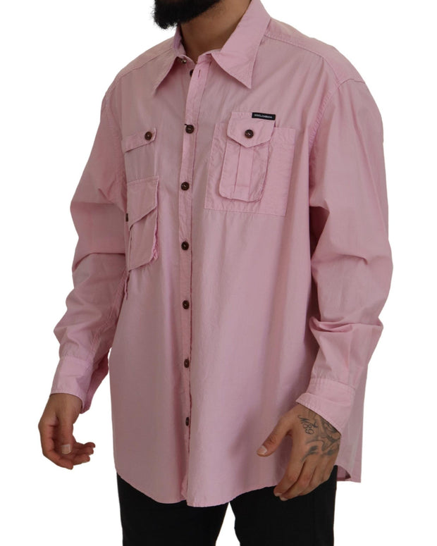 Pink Casual Button Down Long Sleeves Shirt