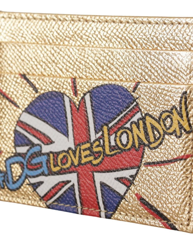 Gold Leather #DGLovesLondon Women Cardholder Case Wallet