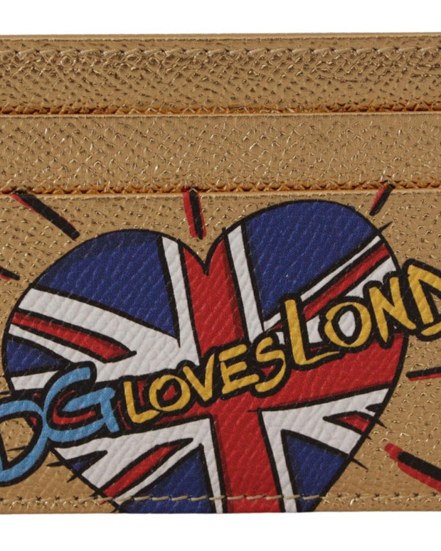 Gold Leather #DGLovesLondon Women Cardholder Case Wallet