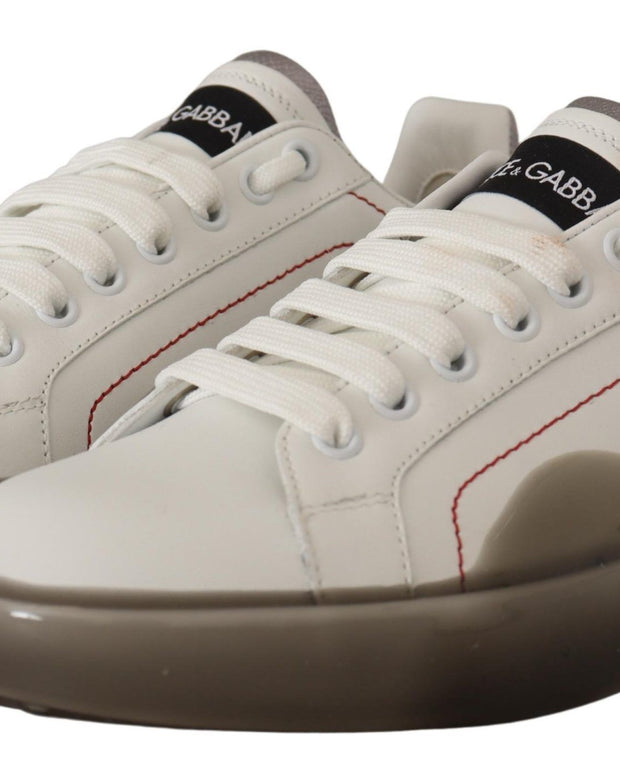 White Leather Shoes Womens Logo Portofino Sneakers