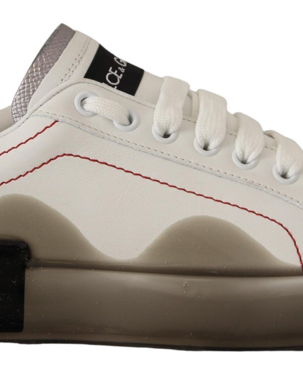 White Leather Shoes Womens Logo Portofino Sneakers