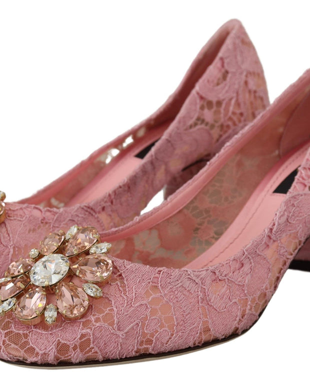 Pink Taormina Lace Crystal Pumps Pastel Shoes
