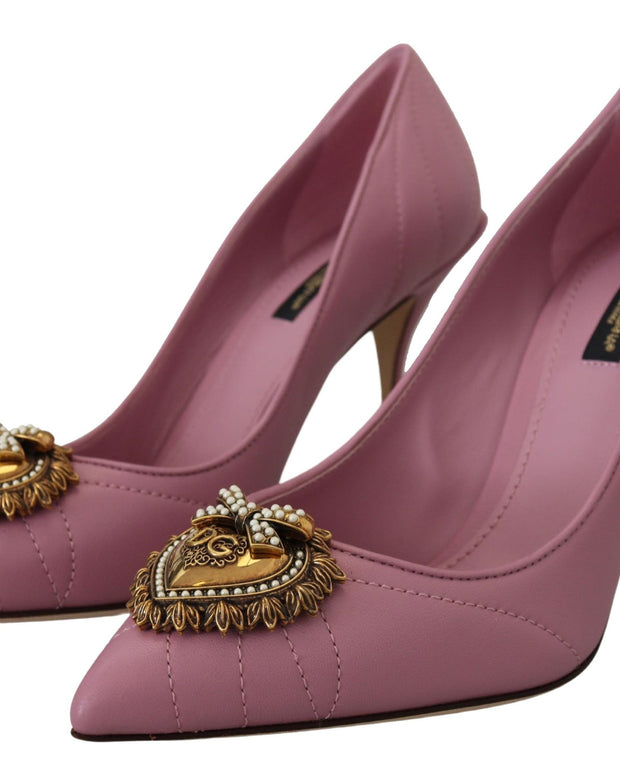 Pink Leather Heart DEVOTION Heels Pumps Shoes