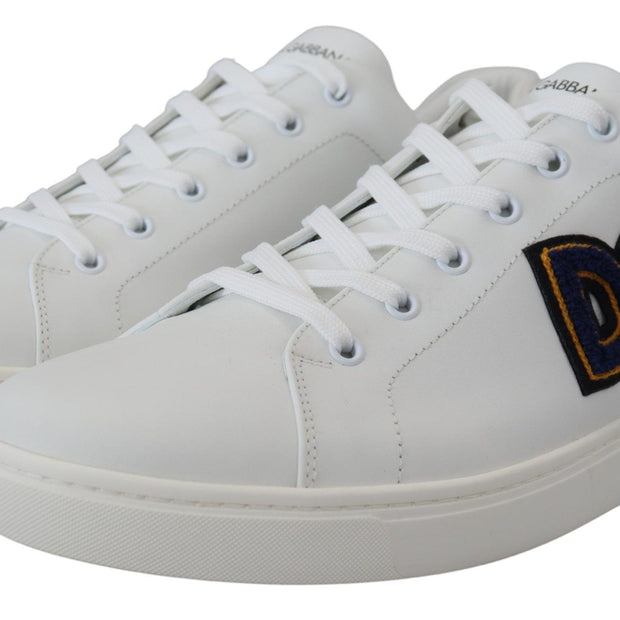 Elegant White Leather Men's Sneakers