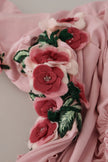 Pink Flower Embellished One Shoulder Dress