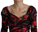 Black Floral Roses A-Line Sheath Gown Dress