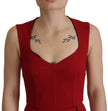 Red Sweetheart Neck Bodycon Midi Dress