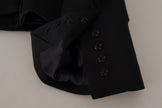 Black Slim Fit Long Sleeves Snap Jacket