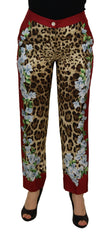 Multicolor Leopard Flora Printed Mid Waist Trouser Pants