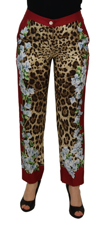 Multicolor Leopard Flora Printed Mid Waist Trouser Pants