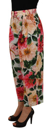Multicolor Flora Printed High Waist Cropped Trouser Pants