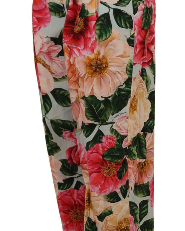 Multicolor Flora Printed High Waist Cropped Trouser Pants