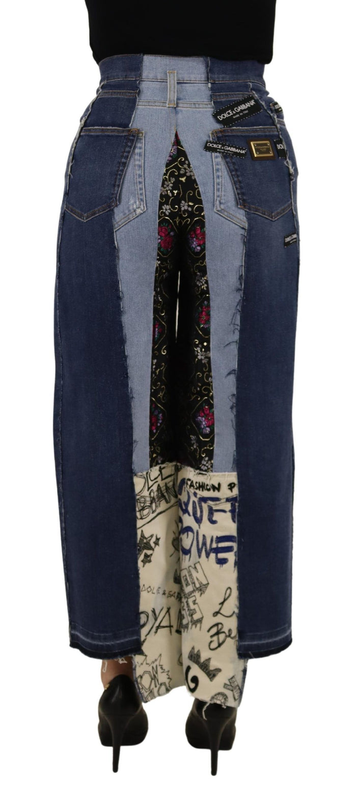 Multicolor Patchwork DG Fashion Wide Leg Denim Pant