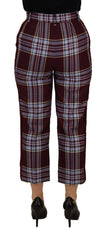 Gray Checked High Waist Cropped Trouser Pants