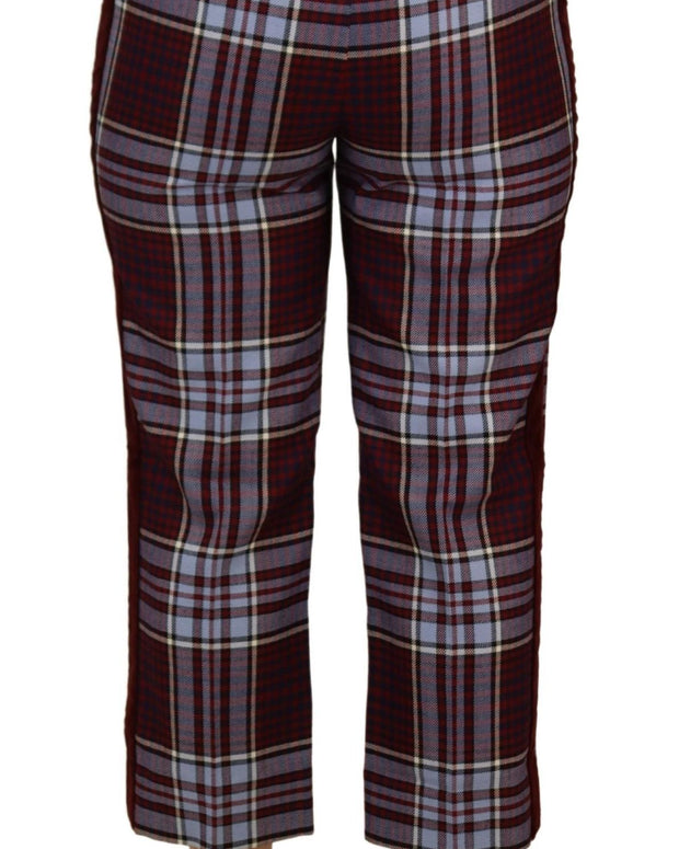 Gray Checked High Waist Cropped Trouser Pants