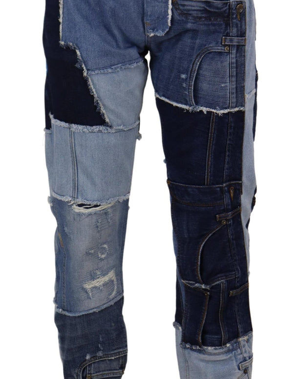 Multicolor Patchwork High Waist Denim Jeans