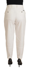 White High Waist Tapered Women Cotton Pants