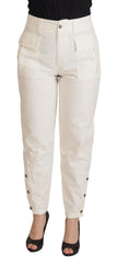 White High Waist Tapered Women Cotton Pants