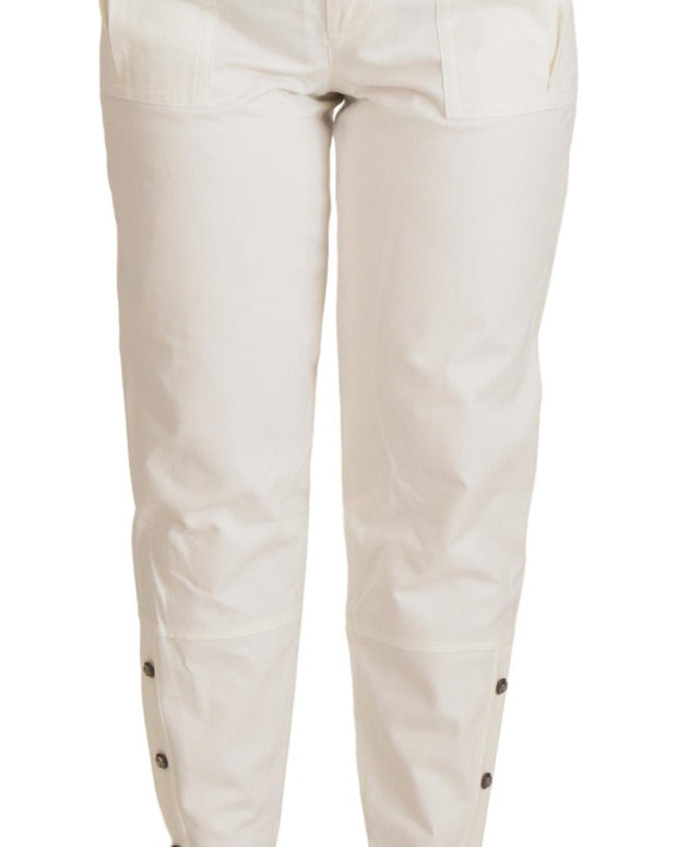 White High Waist Tapered Women Cotton Pants