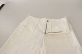 White High Waist Tapered Women Cotton Pants