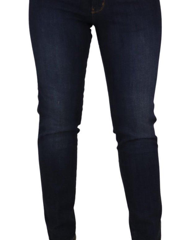 Blue Cotton High Waist Skinny Denim Jeans