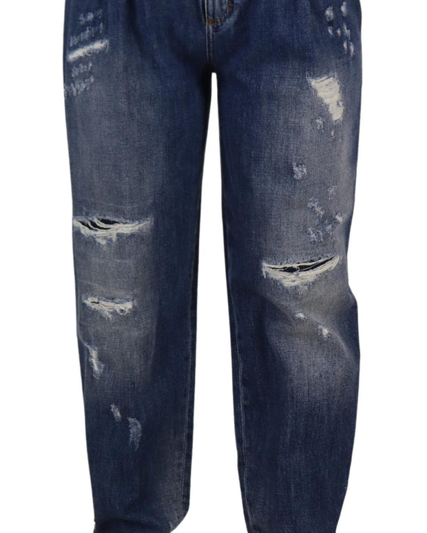 Blue Washed High Waist Loose Fit Pants