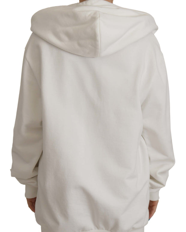 White Hoodie Pullover Embroidered Sweater