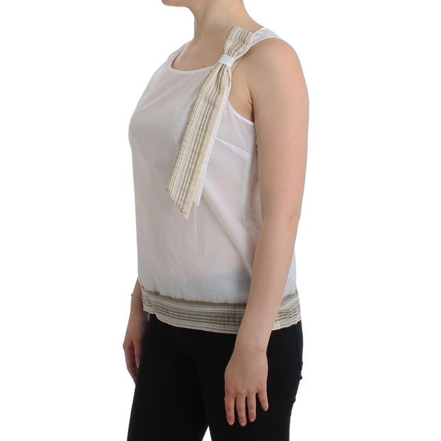 Elegant White Bow-Detailed Sleeveless Top