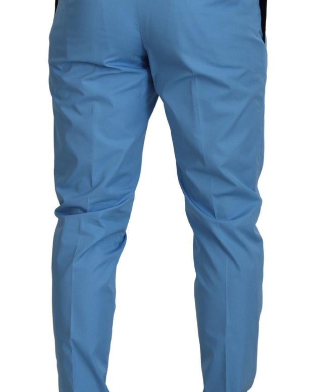 Blue Cotton Silk Trousers Chinos Pants