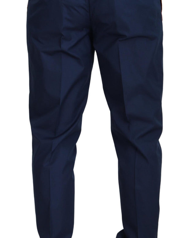 Blue Cotton Silk Trousers Chinos Pants