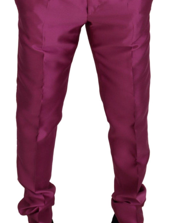 Pink Silk Slim Trousers Dress Formal Pants