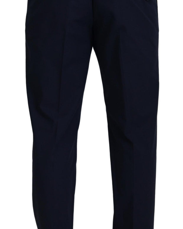 Blue Cotton Slim Trousers Chinos Pants