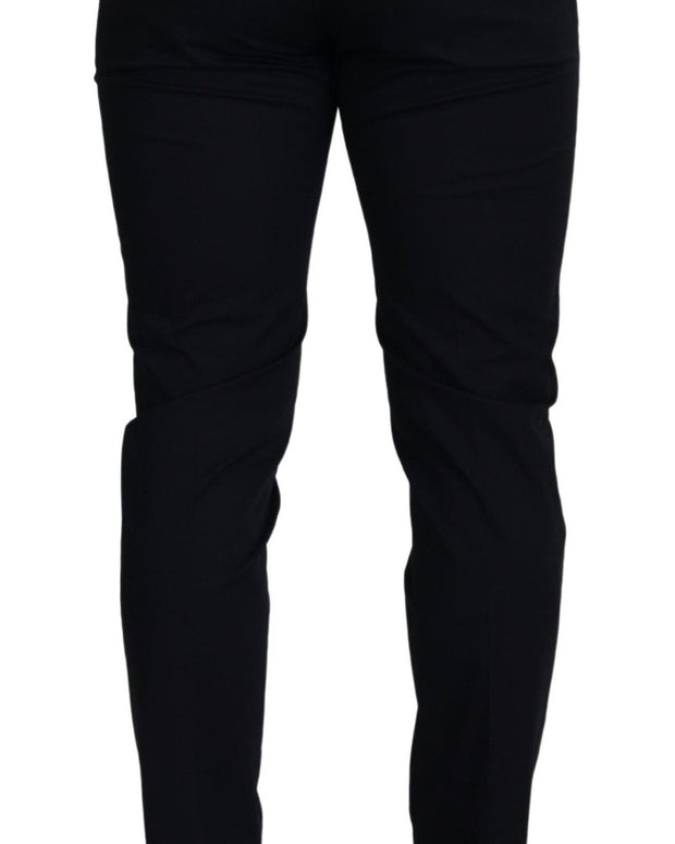 Blue Stretch Cotton Slim Trousers Chinos Pants