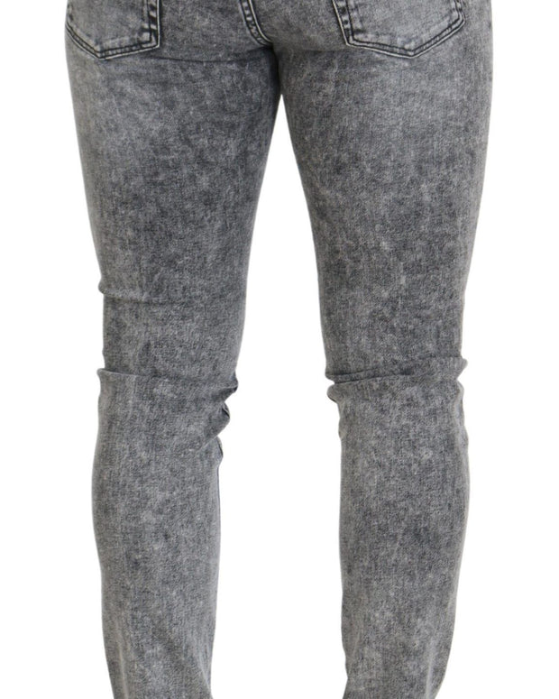 Gray Slim Fit Wash Stretch Cotton Denim Jeans