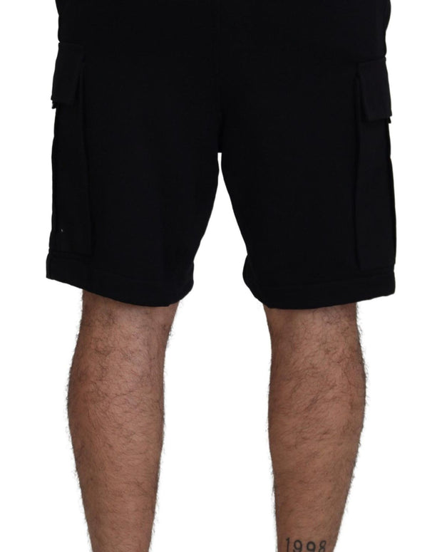Black Cotton Bermuda Cargo Shorts