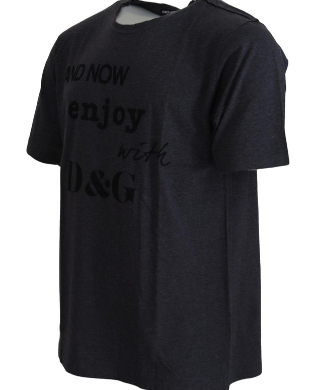 Gray Crewneck Cotton Short Sleeve  T-shirt