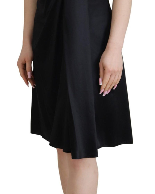 Black Silk Shift Short Mini Party Dress