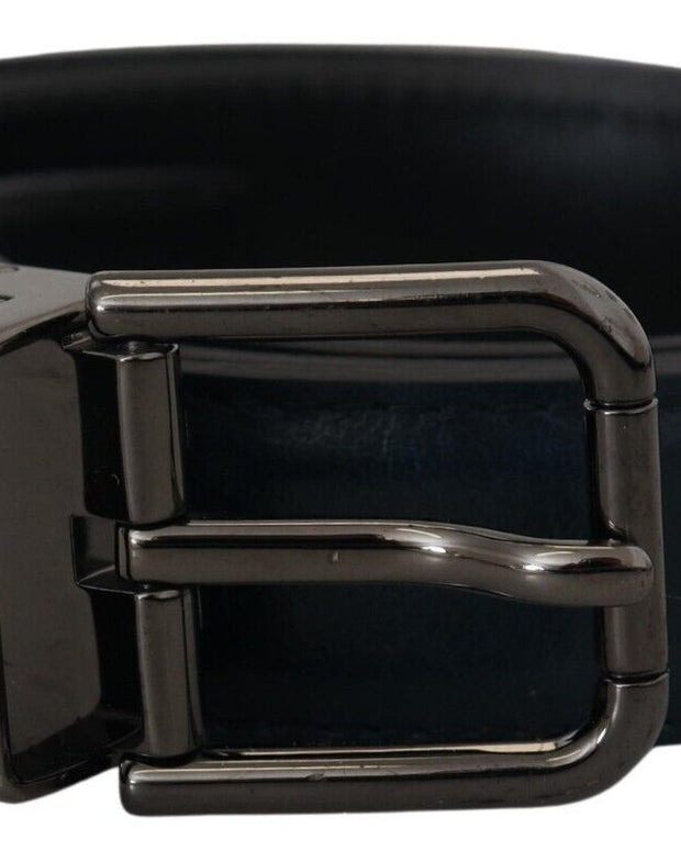 Blue Leather Silver Metal Buckle Vintage Belt